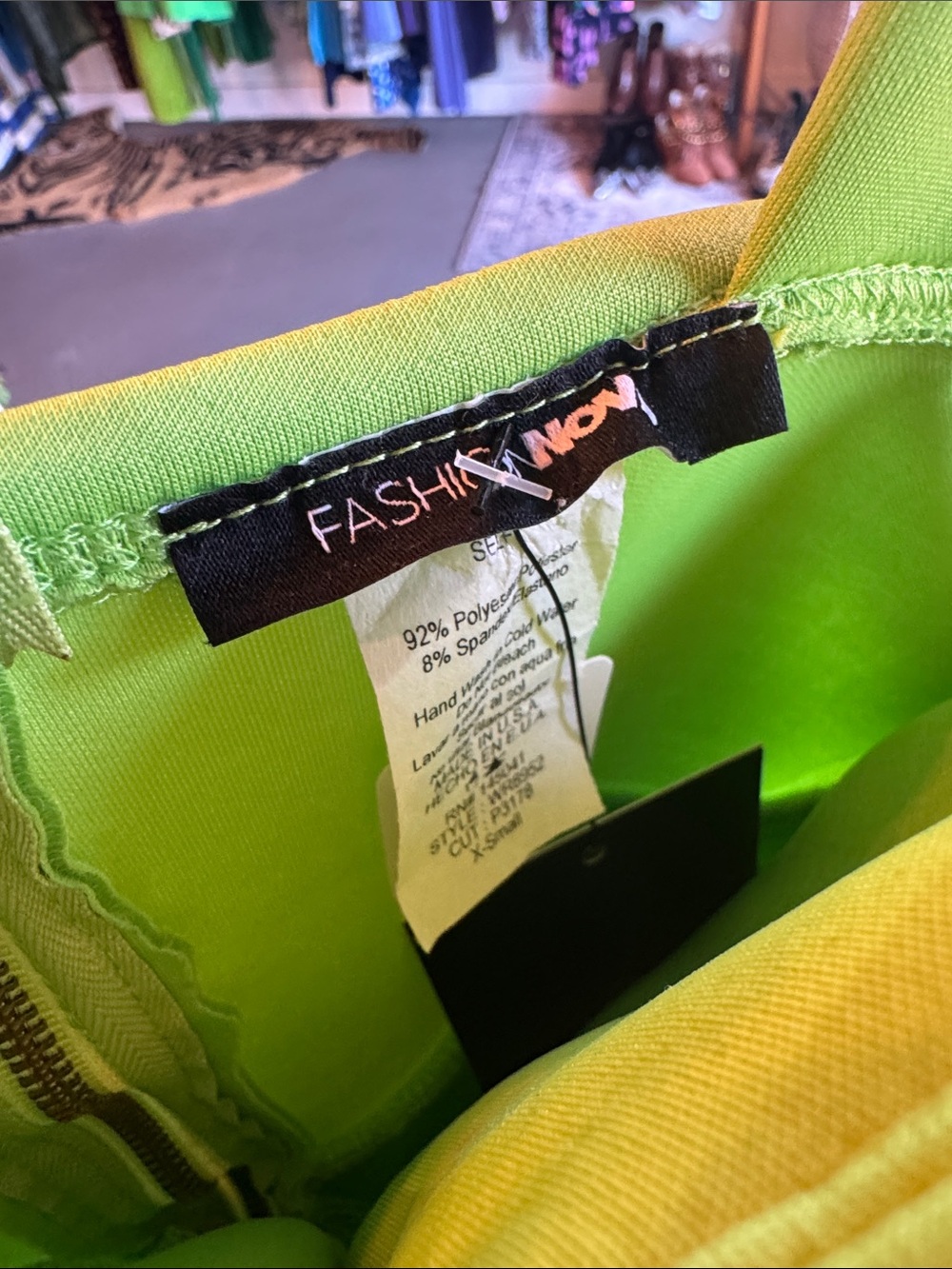 Neon Lime Sculpted Bow Peplum Scuba Romper - Picture 2 of 4